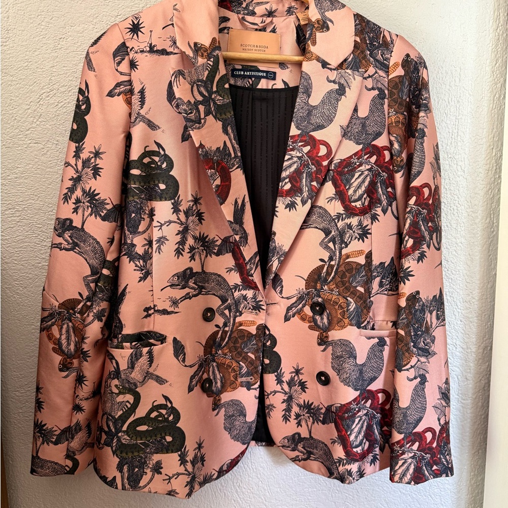 Scotch & Soda Pink Animal Print Blazer